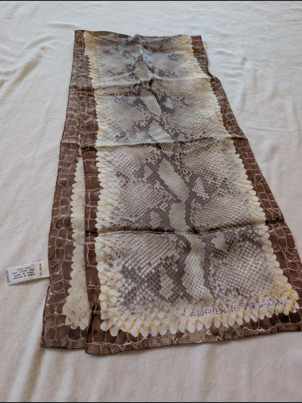 Adrienne Vittadini Snake-Print 100% Silk Scarf